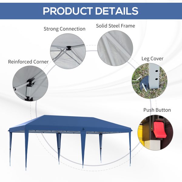 Outsunny 6 x 3(m) Pop Up Gazebo Patio Party Event Heavy Duty Canopy Blue - Image 5