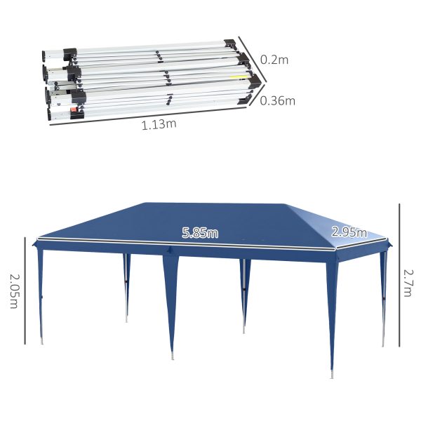 Outsunny 6 x 3(m) Pop Up Gazebo Patio Party Event Heavy Duty Canopy Blue - Image 3