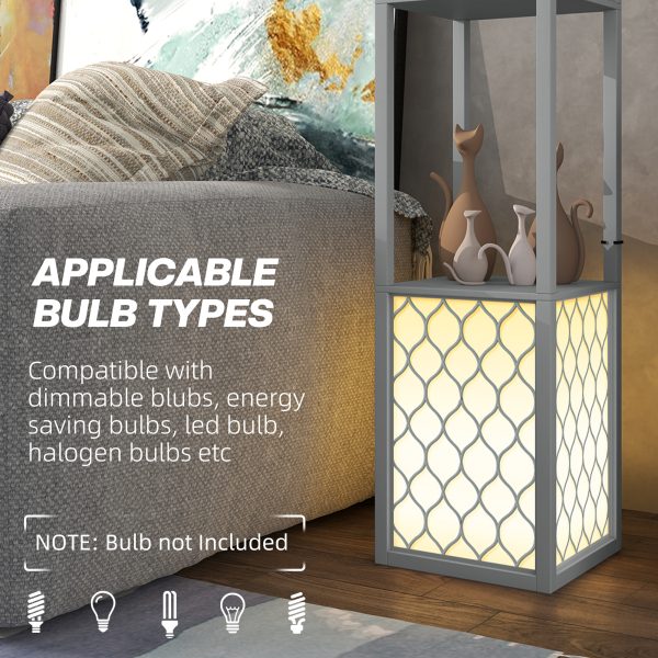 HOMCOM 2-Light Modern Floor Lamp with Shelves for Living Room, Bedroom, Grey - Image 8