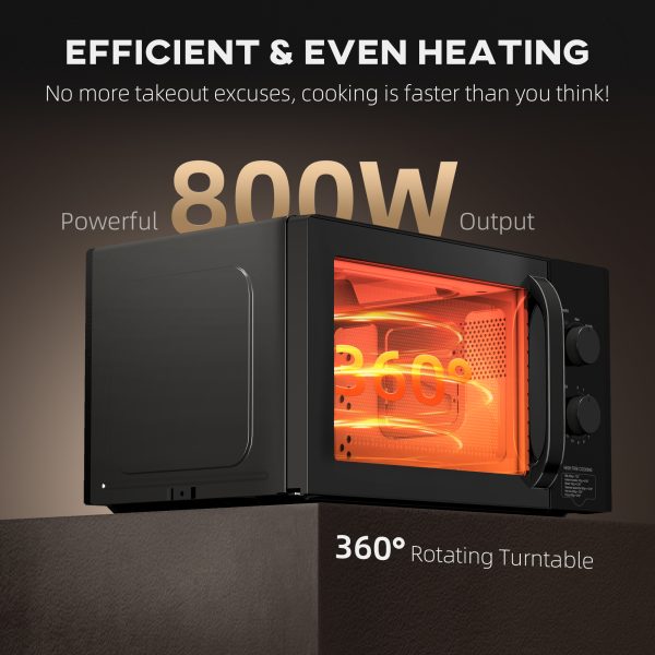 HOMCOM 23L Solo Manual Microwave Oven with 5 Levels, Timer, Black - Image 6