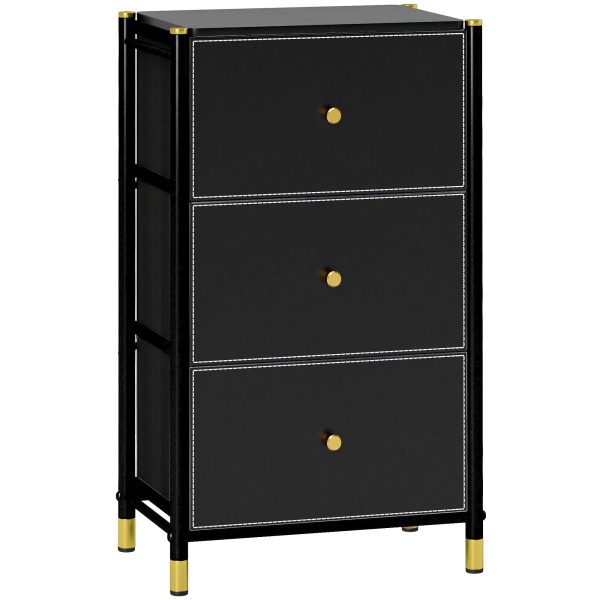 HOMCOM Chest of Drawers with 3 Drawers for Bedroom, Living Room, Black