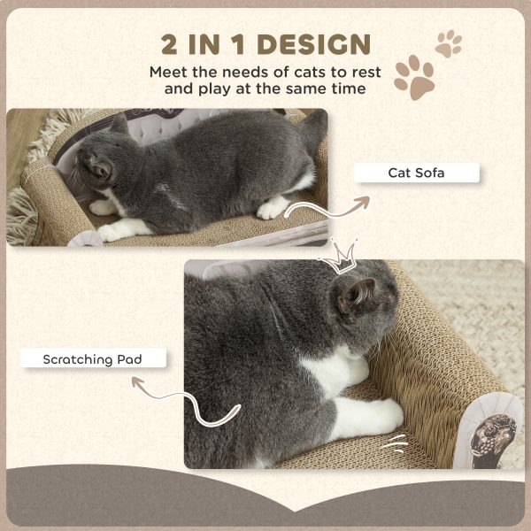PawHut Cat Scratching Board with Organic Catnip for Indoor Cats, Brown - Image 3