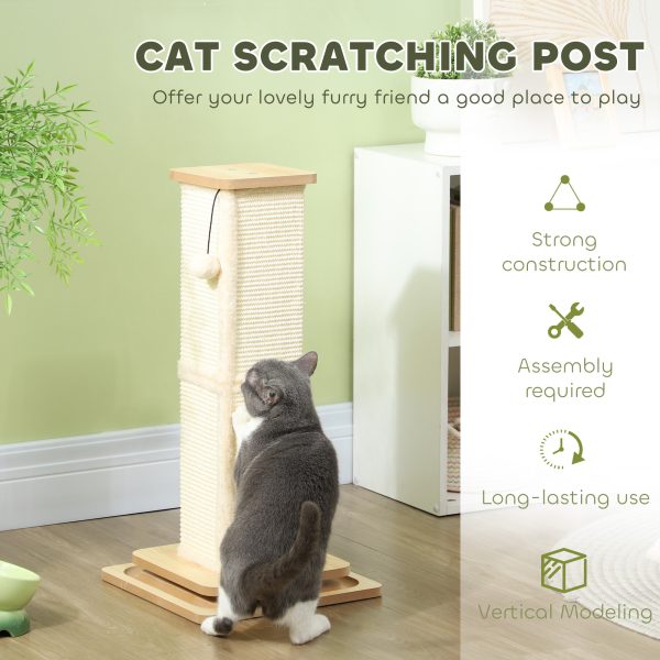 PawHut 67cm Cat Scratching Post 3 in 1 Cat Scratcher w/ Track Ball Toy - Image 4