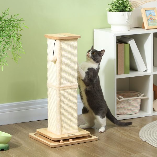 PawHut 67cm Cat Scratching Post 3 in 1 Cat Scratcher w/ Track Ball Toy - Image 2