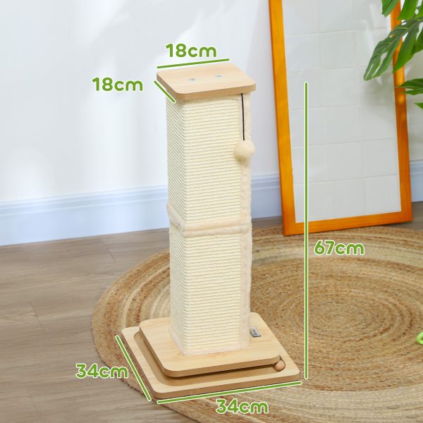 PawHut 67cm Cat Scratching Post 3 in 1 Cat Scratcher w/ Track Ball Toy - Image 5