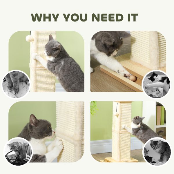 PawHut 67cm Cat Scratching Post 3 in 1 Cat Scratcher w/ Track Ball Toy - Image 6
