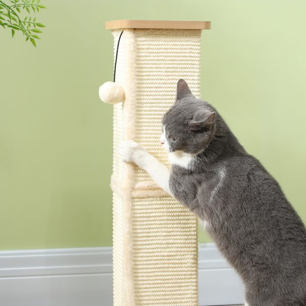 PawHut 67cm Cat Scratching Post 3 in 1 Cat Scratcher w/ Track Ball Toy - Image 7