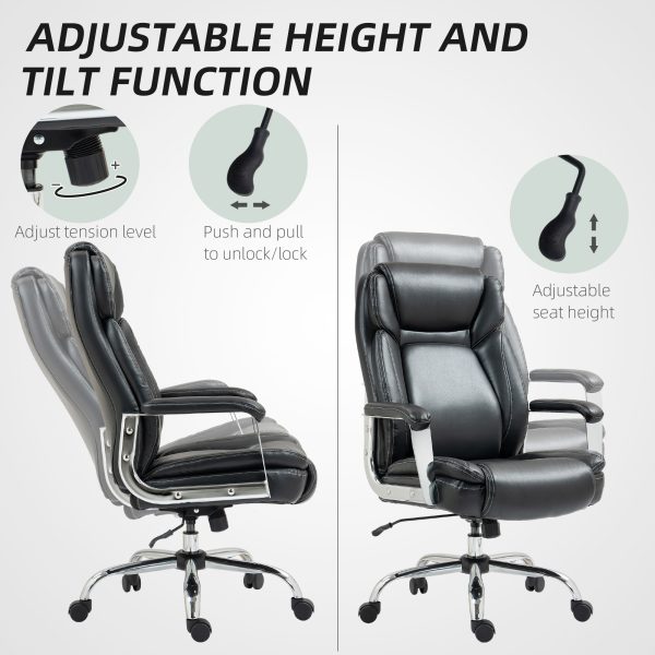 HOMCOM Faux Leather Desk Chair with Adjustable Height, 227kg 500LBS, Black - Image 6