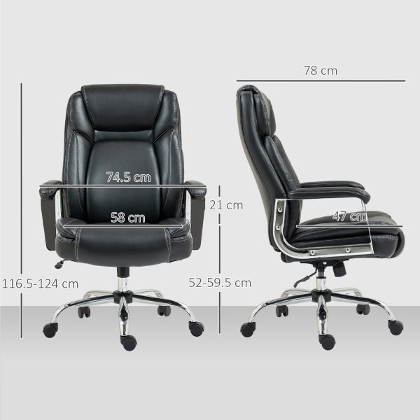 HOMCOM Faux Leather Desk Chair with Adjustable Height, 227kg 500LBS, Black - Image 5