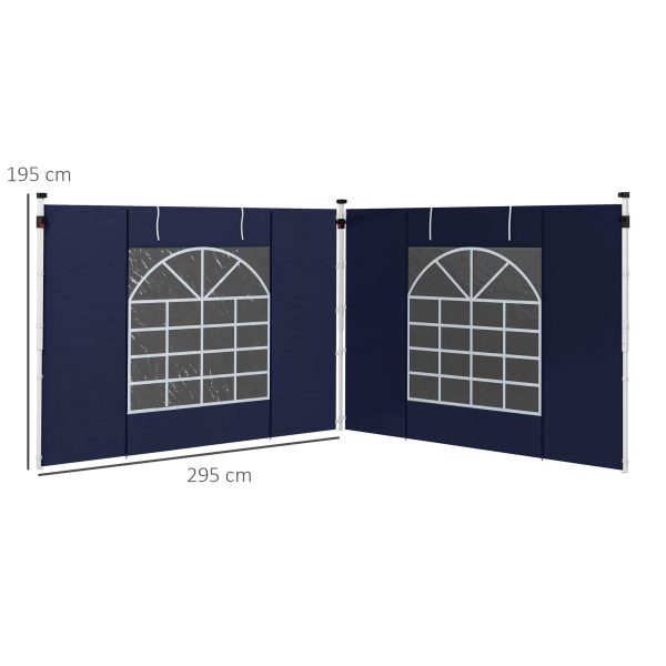 Outsunny 3x3(m) or 3x6m Pop Up Gazebo Side Panels Replacement, 2 Pack, Blue - Image 5