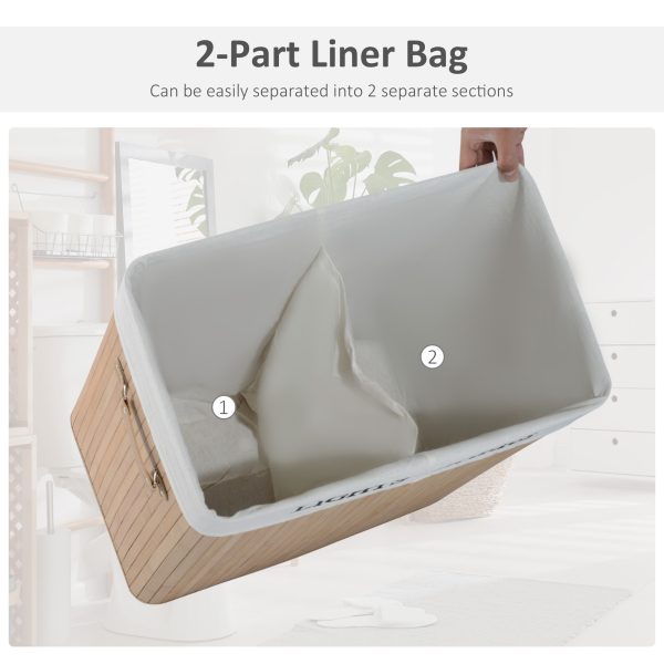 Bamboo Laundry Basket Collapsible Washing Bin Storage Box W/Lid - Image 6