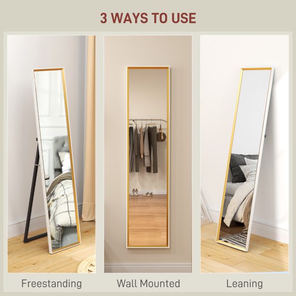 HOMCOM Full Length Mirror Wall Mount Leaning Standing Mirror, White - Image 4