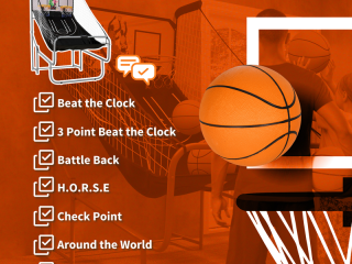 SPORTNOW Basketball Arcade Game with Double Hoops, Electronic Scorer