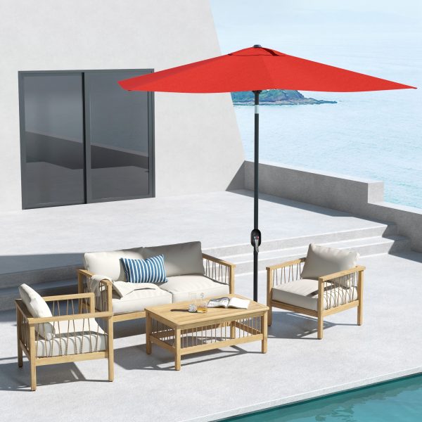 Outsunny 2 x 3(m) Garden Parasol Rectangular Market Umbrella w/ Wine Red - Image 2