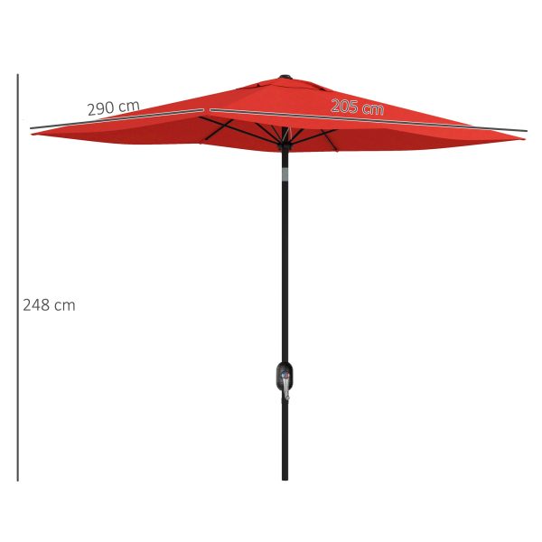 Outsunny 2 x 3(m) Garden Parasol Rectangular Market Umbrella w/ Wine Red - Image 5