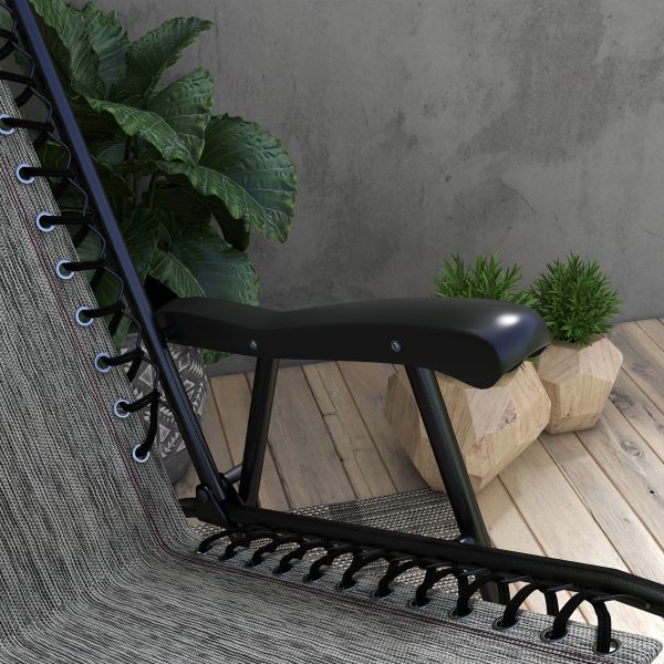 Outsunny Folding Rocking Chair Outdoor Portable Zero Gravity Chair Grey - Image 7