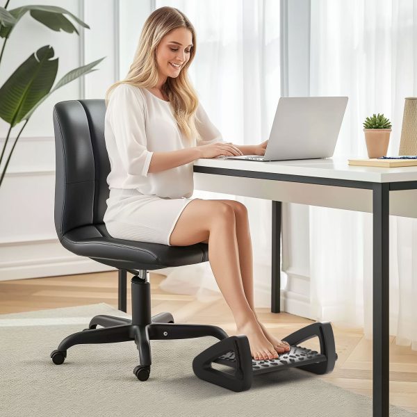 HOMCOM Non-Slip Foot Rest Under Desk Office Footrest with Adjustable Height - Image 2