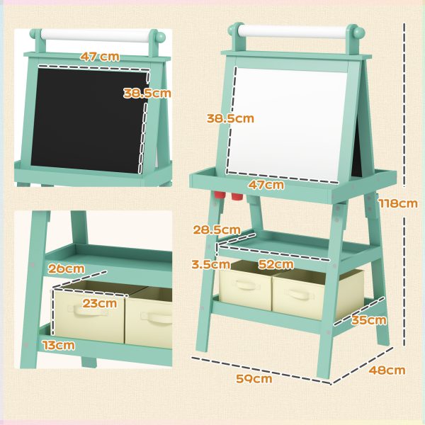 AIYAPLAY Double-Sided Art Easel for Kids w/ Paper Roll, Storage Baskets - Image 5