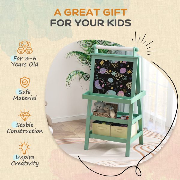 AIYAPLAY Double-Sided Art Easel for Kids w/ Paper Roll, Storage Baskets - Image 6