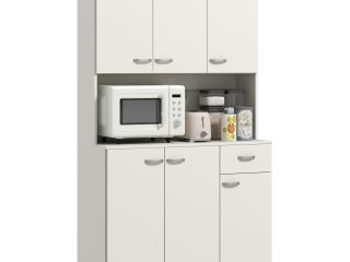 HOMCOM Freestanding Kitchen Cupboard, Storage Cabinet with Doors Cream White