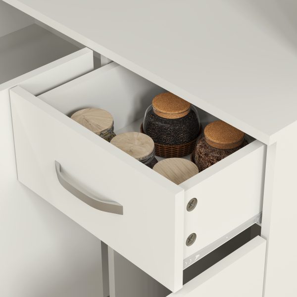 HOMCOM Freestanding Kitchen Cupboard, Storage Cabinet with Doors Cream White - Image 8