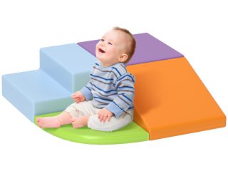 HOMCOM 4-piece Soft Play Set Climb and Crawl Foam Activity Toys Orange
