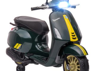 AIYAPLAY Vespa Licensed 12V Kids Electric Bike w/ 2 Training Wheels, Green