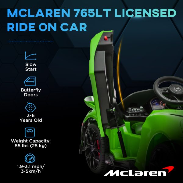 AIYAPLAY McLaren 765LT Licensed 12V Kids Ride on Car w/ MP3 Music - Image 3