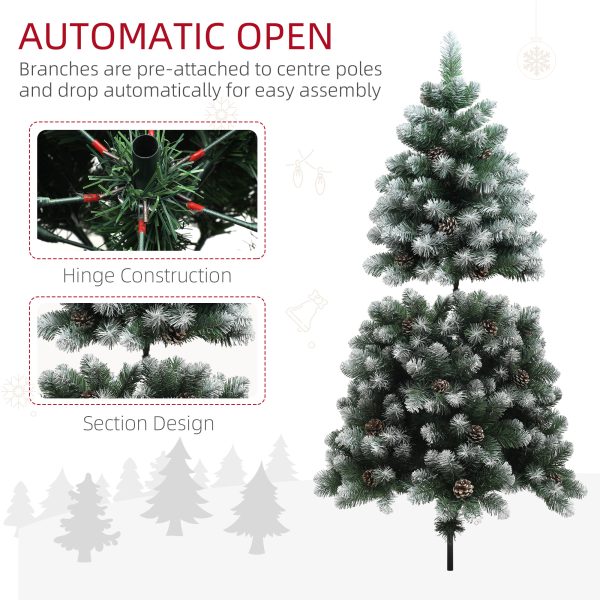 HOMCOM 5ft Artificial Pine Christmas Tree with Pinecones, Steel Base - Image 7