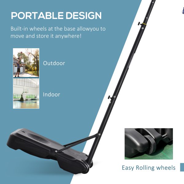 HOMCOM 1.55-2.1m Basketball Hoop and Stand w/ Fillable Base, Wheels, Black - Image 4