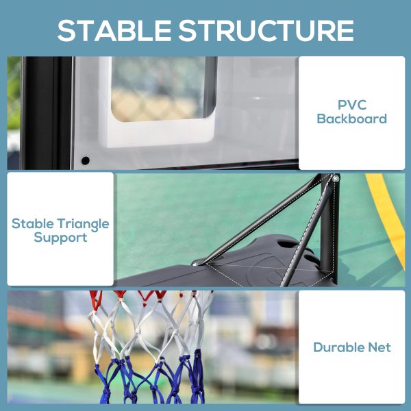 HOMCOM 1.55-2.1m Basketball Hoop and Stand w/ Fillable Base, Wheels, Black - Image 5