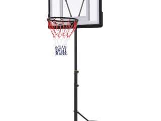 HOMCOM 1.55-2.1m Basketball Hoop and Stand w/ Fillable Base, Wheels, Black