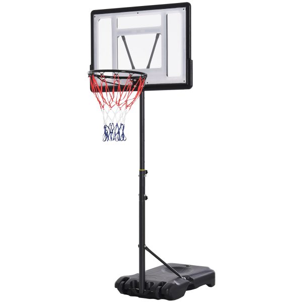 HOMCOM 1.55-2.1m Basketball Hoop and Stand w/ Fillable Base, Wheels, Black