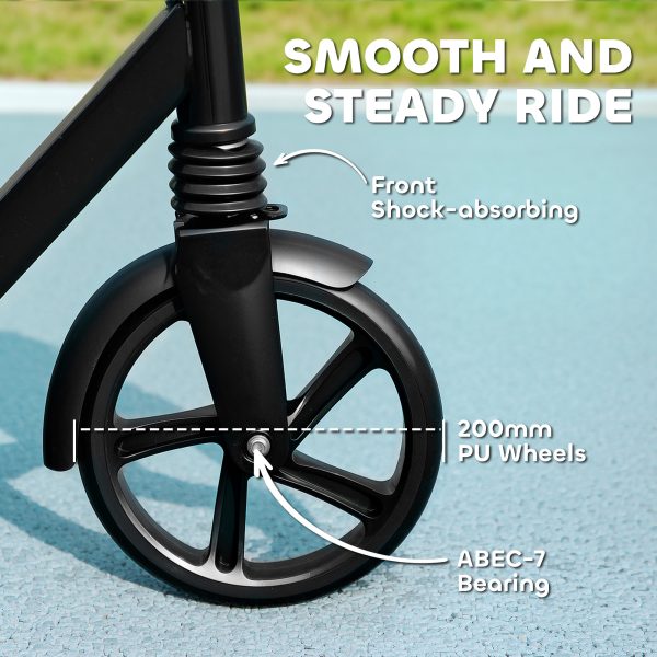 AIYAPLAY Kids Scooter, Foldable Kick Scooter w/ Adjustable Handlebar, Black - Image 4