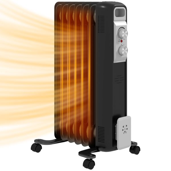 HOMCOM 1500W 7 Fin Oil Filled Heater Radiator for Home