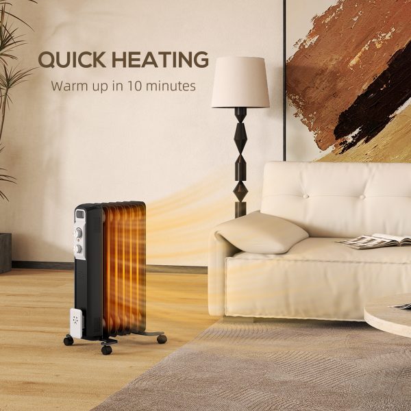 HOMCOM 1500W 7 Fin Oil Filled Heater Radiator for Home - Image 4