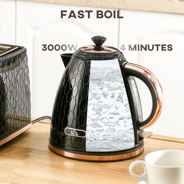 HOMCOM Electric Kettle, Fast Boil, 1.7L, 3kW, Swivel, Auto Shut-off, Black - Image 3