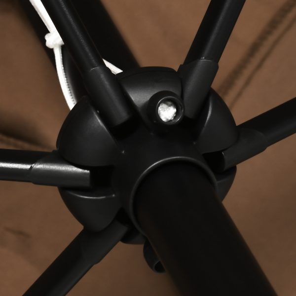 Outsunny 3x2m Patio Parasol Canopy Tilt Crank 6 Ribs Sun Shade Garden Brown - Image 7