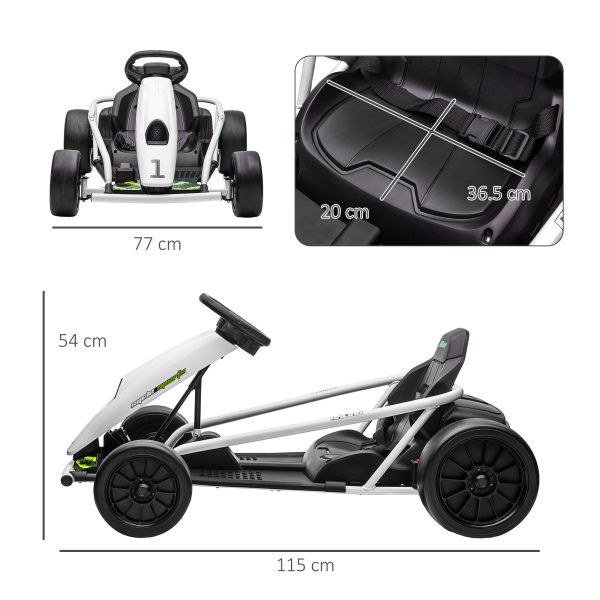 HOMCOM 24V Electric Go Kart for Kids with Music, Horn Honking, Slow Start - Image 5