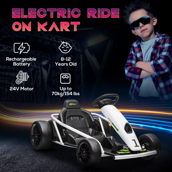 HOMCOM 24V Electric Go Kart for Kids with Music, Horn Honking, Slow Start - Image 3