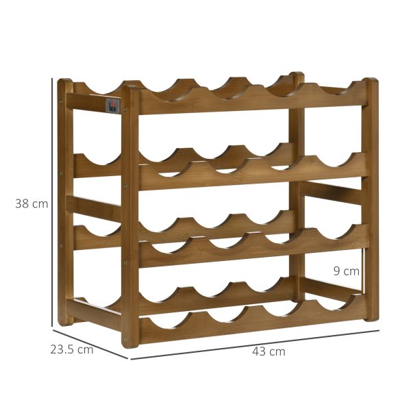 Bamboo Wine Rack 16 Bottles, 4-tier Display Storage Shelves for Countertop - Image 3