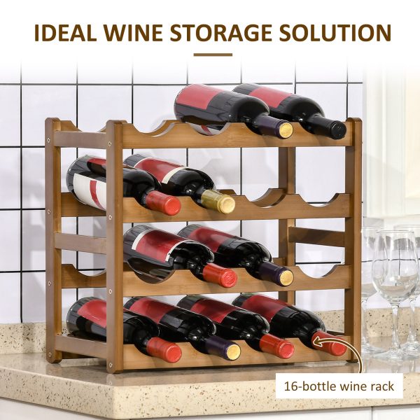 Bamboo Wine Rack 16 Bottles, 4-tier Display Storage Shelves for Countertop - Image 5