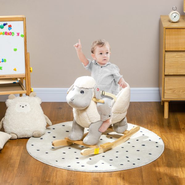 AIYAPLAY Baby Rocking Horse with Safety Belt, Sound, for 1-3 Years, Grey - Image 2