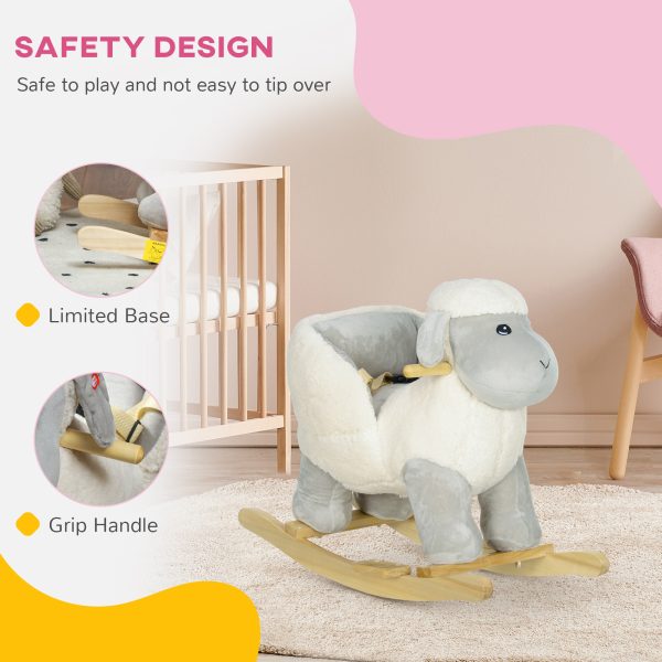 AIYAPLAY Baby Rocking Horse with Safety Belt, Sound, for 1-3 Years, Grey - Image 4