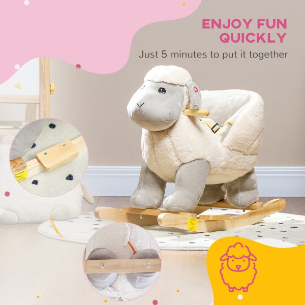 AIYAPLAY Baby Rocking Horse with Safety Belt, Sound, for 1-3 Years, Grey - Image 6
