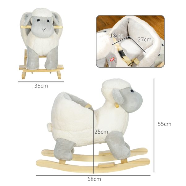 AIYAPLAY Baby Rocking Horse with Safety Belt, Sound, for 1-3 Years, Grey - Image 5