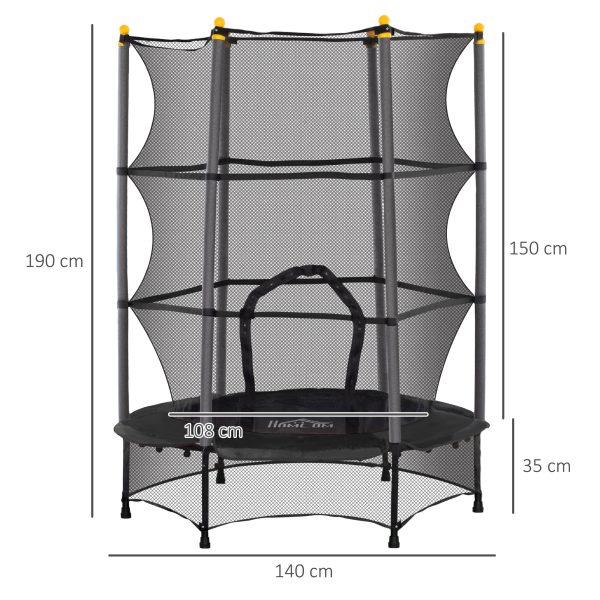HOMCOM 4.6FT/75" Kids Trampoline with Safety Enclosure, Indoor Outdoor - Image 5