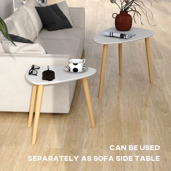 HOMCOM Side Table Set of 2, Modern End Coffee Bedside Tables Grey Natural - Image 6