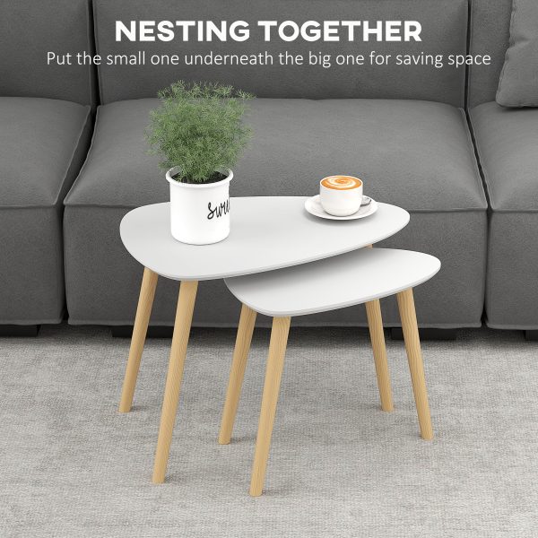 HOMCOM Side Table Set of 2, Modern End Coffee Bedside Tables Grey Natural - Image 3