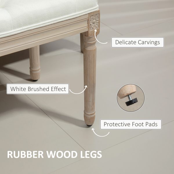 HOMCOM End of Bed Bench, Upholstered Bedroom Bench, Cream White - Image 4